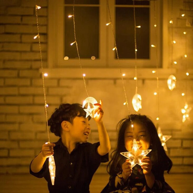 Star Moon Led Curtain Garland String