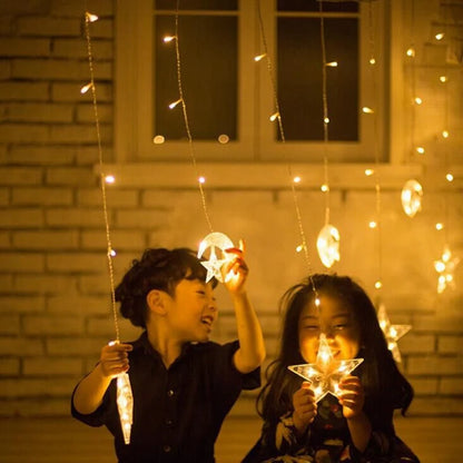 Star Moon Led Curtain Garland String