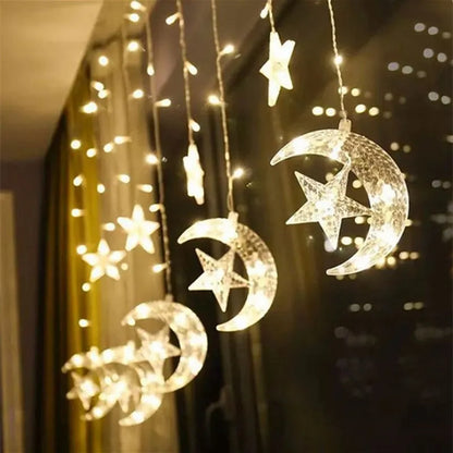Star Moon Led Curtain Garland String