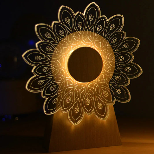 3D Windmill Night Light Wooden Rotating Music Box