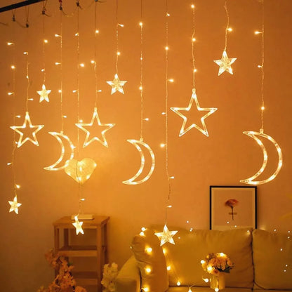 Star Moon Led Curtain Garland String