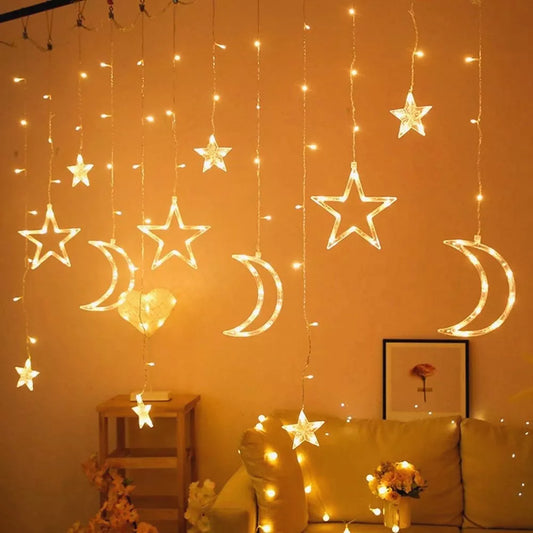 Star Moon Led Curtain Garland String