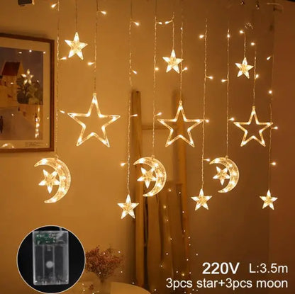 Star Moon Led Curtain Garland String