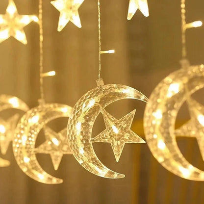 Star Moon Led Curtain Garland String